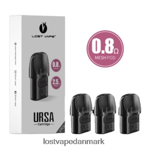 Lost Vape URSA udskiftning af bælg | 2,5 ml (3-pak) sort 0,8 ohm P4HP123 Lost Vape Near Me