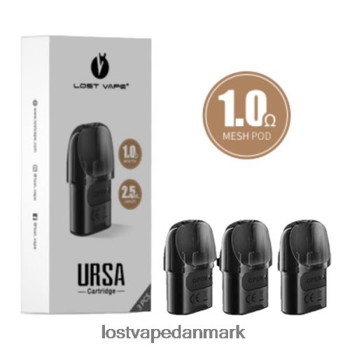 Lost Vape URSA udskiftning af bælg | 2,5 ml (3-pak) sort 1.ohm P4HP124 Lost Vape Pods Near Me